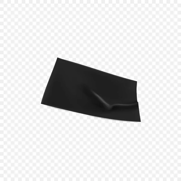 Fita adesiva preta. Peça de fita adesiva preta realista para fixação isolada em fundo transparente. Ilustração vetorial 3d realista — Vetor de Stock