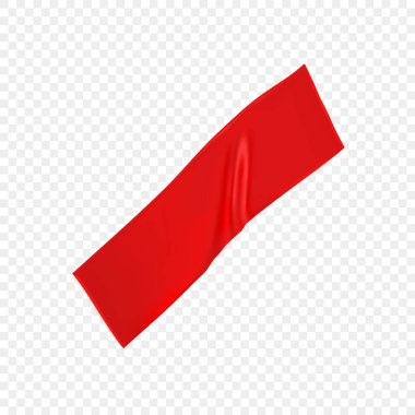 Kırmızı kanal onarım bandı şeffaf arka planda izole edildi. Tamir için gerçekçi kırmızı yapıştırıcı bant parçası. İskoç kağıdı yapıştırılmış. Gerçekçi 3d vektör illüstrasyonu.