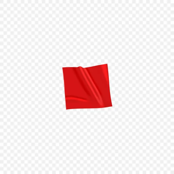 透明な背景に隔離された赤いダクト修理テープ 固定用の本物の赤い粘着テープ部分 紙を接着します 現実的な3Dベクトル図 — ストックベクタ