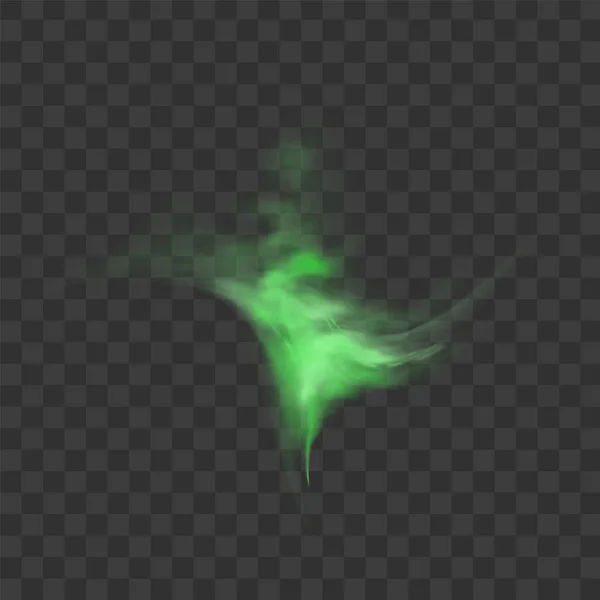 Zelený Kouř Izolovaný Průhledném Pozadí Realistický Zelený Zápach Magický Mlžný — Stockový vektor