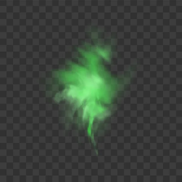 Fumée Verte Isolée Sur Fond Transparent Mauvaise Odeur Verte Réaliste — Image vectorielle