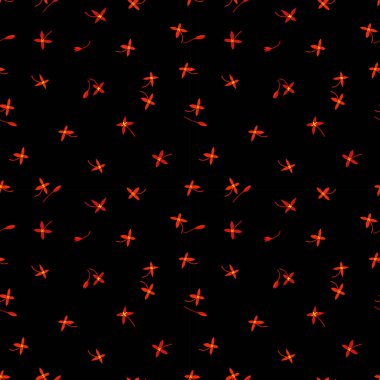 Koyu arka plan üzerinde küçük kırmızı çiçekli sorunsuz yinelenen desen