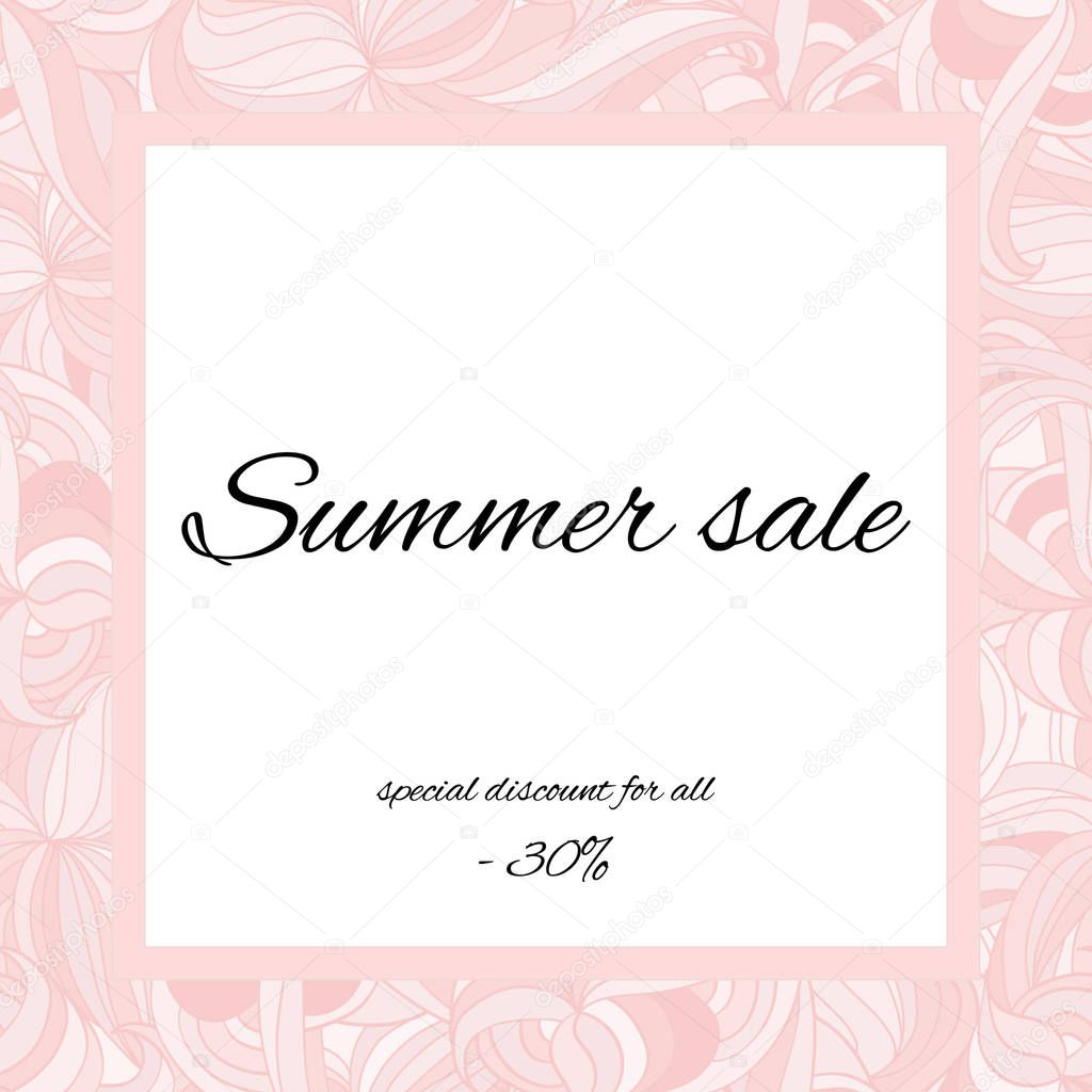 Summer sale banner. Vector square frame in trendy color