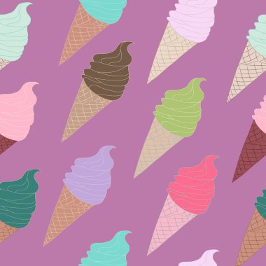 Dondurma koni Menekşe arka plan üzerinde ile Seamless Modeli