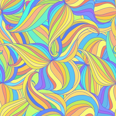Vektör renkli seamless modeli. Petal, dalgalar ile soyut desen