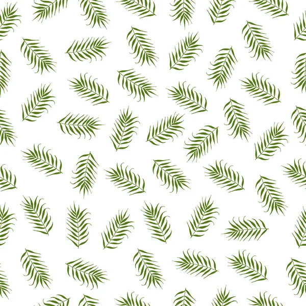 Vector Seamless Pattern Green Palm Leaves — Stock Vector