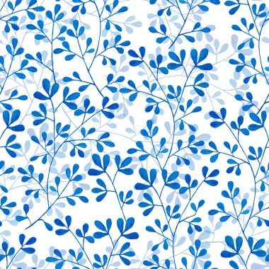 Mavi dalları ile Seamless suluboya modeli