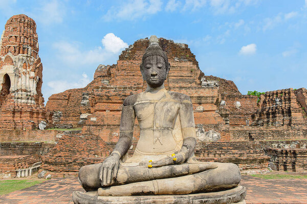 Ancient buddha statue at Wat Mahathat Buddhist temple