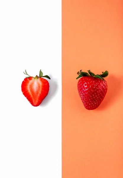 Creative Layout made of Strawberry. Food concept. Summer minimalism. Flat lay