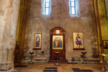 Mtsheta, Gürcistan - 4 Ekim 2016: İç Svetitskhoveli Ortodoks katedrali