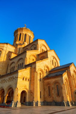 Tiflis, Gürcistan - 8 Ekim 2016: Tiflis Sameba Katedrali Holy Trinity en büyük Ortodoks katedrali Georgia ve Kafkasya