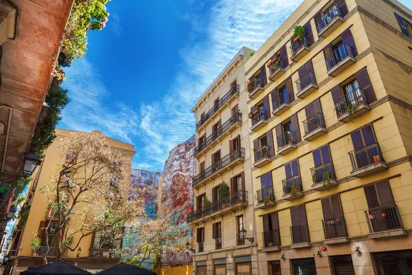 Barcelona, España - 19 de abril de 2016: Edificios medievales en el barrio gótico del Born — Foto de Stock