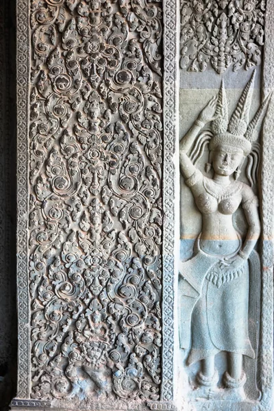 Bas relief Detaljer för templet Angkor wat i Kambodja — Stockfoto