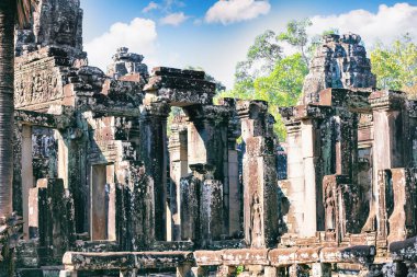 Antik Bayon Tapınak, Angkor Thom, en popüler turistik Siem içinde reap, Kamboçya