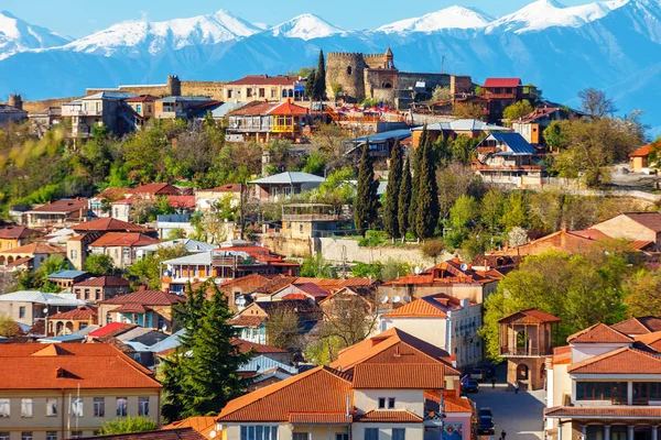 Görünümü Alazani vadisinde ve Signagi gün batımı