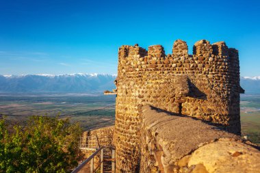 Şehir duvarının kuledir içinde tarihi kent Signagi, Bölge: Kakheti, Georgia ile