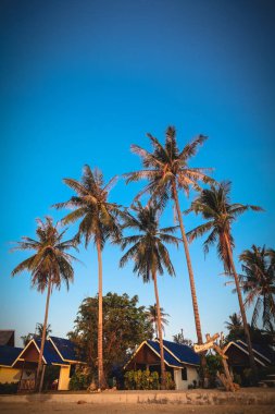 Plaj sahil kulübeleri ve deniz görünümü bungalovlar Koh Pha Ngan, Tayland