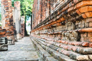 Wat Mahathat Budist tapınak kompleksi içinde Ayutthaya Bangkok yakınındaki, yakın çekim. Tayland, Buda heykeli