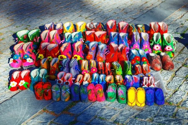 Wool Slippers Georgian Felted Bright Souvenir Sighnaghi Signagi Town Kakheti — Stock Photo, Image