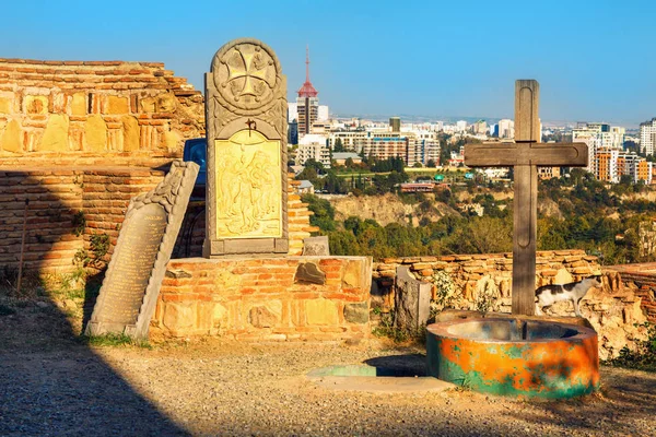 cross on the territory of the ancient fortress Narikala, old Tbilisi, Georgia