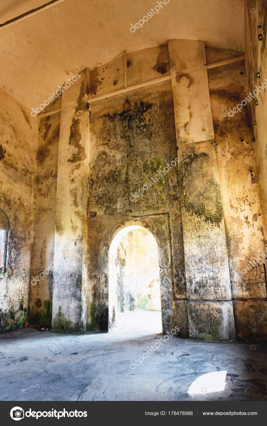 Interior Of Abandoned Christian Church On Top Of Bokor