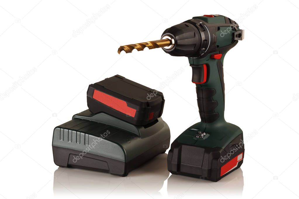 cordless drill screwdriver and battery with charger