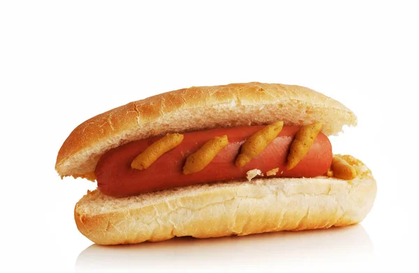 Hot dog, salsiccia e panino alla senape — Foto Stock