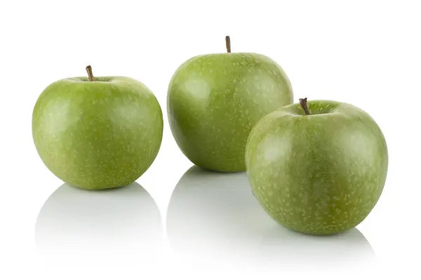 Three ripe green apples — Stock Photo, Image