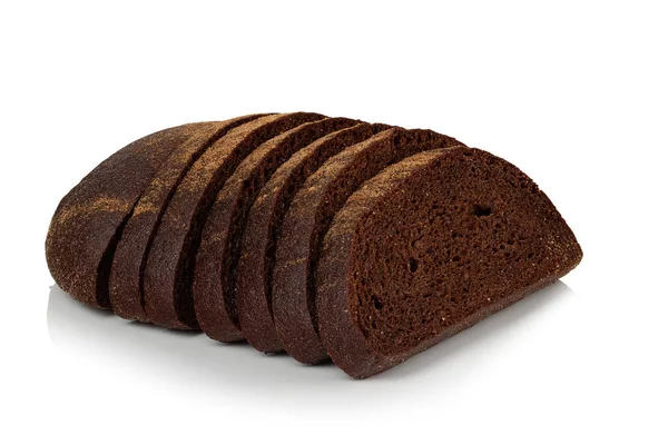 Slices Dark Rye Bread White Background — Stock Photo, Image