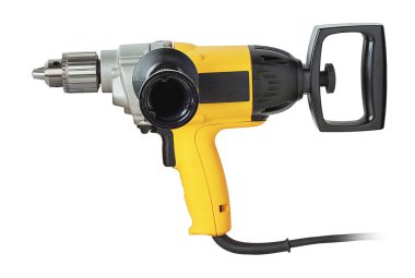  Yeni, güçlü profesyonel elektrikli matkap karıştırıcısı, beyaz arka planda..