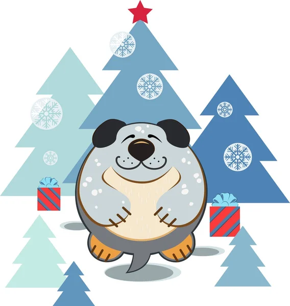 圣诞狗和礼物 — 图库矢量图片#