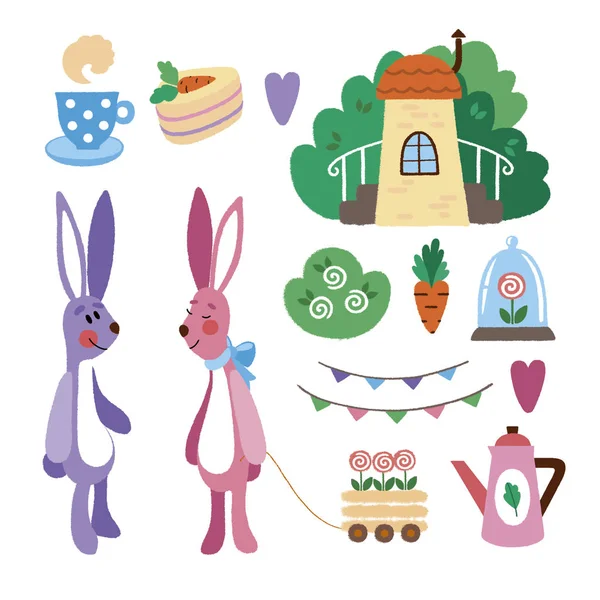 兔子家族 一套可爱的贴纸 — 图库照片#