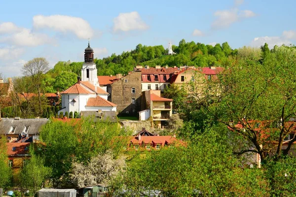 Вид на Вильнюс с холмов на старый и новый город — стоковое фото