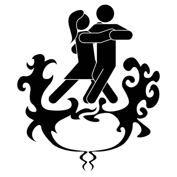 Un homme et une femme dansent le tango. La femme réfléchit le feu et la pression, l'homme l'eau et la tranquillité, apaise le feu . Vecteur En Vente