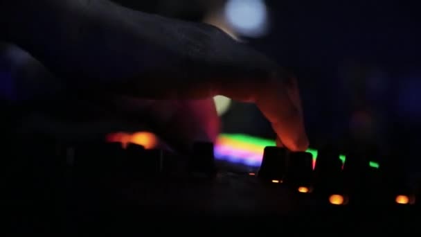 Hand on lights controller- disco — Stock Video