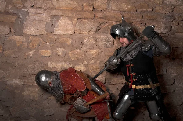 Photo of knights who fight — Stock Photo, Image