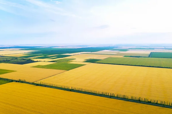 Paisagem natureza aérea belos campos e estrada, Ucrânia — Fotografia de Stock