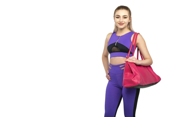 Sportiv Slim Fitness Femeie Sac Sport Roșu Femeie Sănătoasă Curba — Fotografie, imagine de stoc