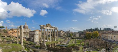 panoramic view of the Roman Forum from the Portico Dii Consentes, Rome, Italy.  huge size panorama  clipart