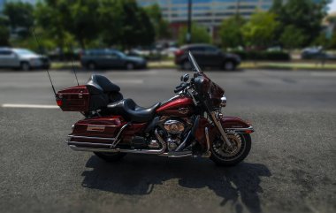 Washington, D.C.USA -  August 05, 2012: red Harley-Davidson Ultra Classic Electra Glide motorcycle parked on a city street clipart