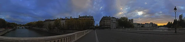 Large panorama with River Seine, Paris, France, twilight  Perfect background for homepage or for a text — Stock Photo, Image