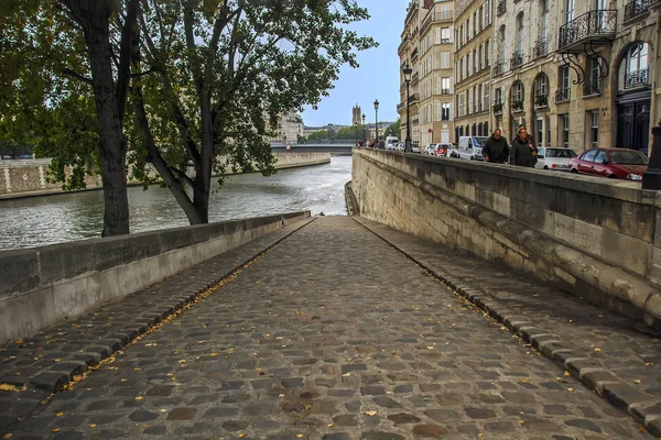 Paris France September 2008 Quayside River Seine Saint Jacques Blurred — Stock Photo, Image