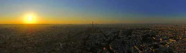 Panorama Des Toits Paris Coucher Soleil Montrant Tour Eiffel Ses — Photo