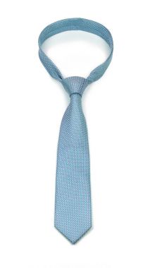 beyaz arka plan üzerinde izole beyaz nokta ile şık bağlı açık mavi kravat