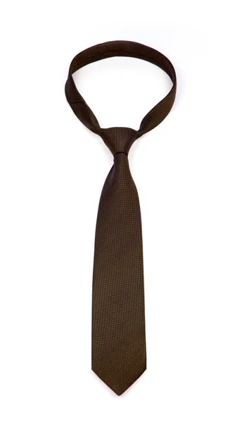 Stylowy wiązany brązowy krawat na białym tle — Zdjęcie stockowe
