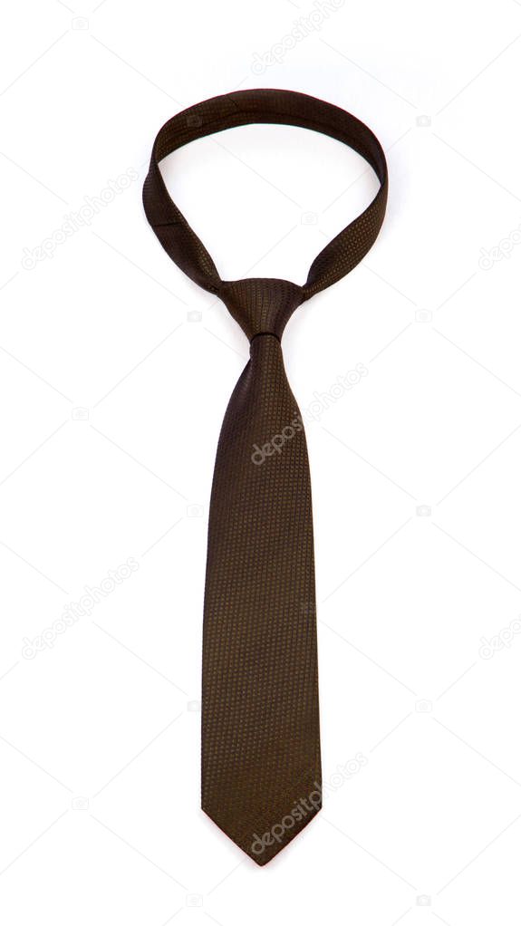 stylish tied brown tie isolated on white background