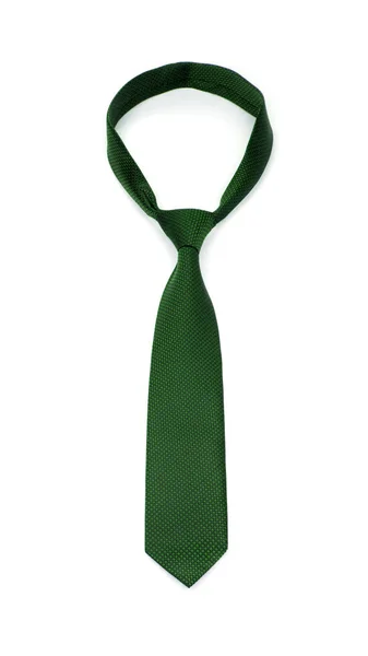 Elegante amarrado gravata verde isolado no fundo branco — Fotografia de Stock