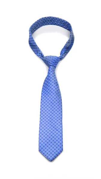 Elegante amarrado azul dotty gravata isolado no fundo branco — Fotografia de Stock