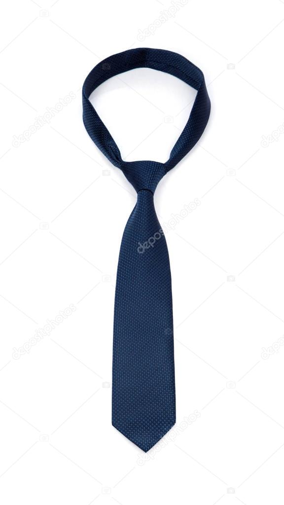 stylish tied blue tie isolated on white background