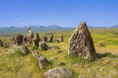Ancient observatory called Zorats Karer or Karahunj, known as Armenian Stonehenge. Prehistoric archaeological megalithic site. Sisian, Syunik Province, Armenia. Late 3rd-mid 1st millennia BCE clipart